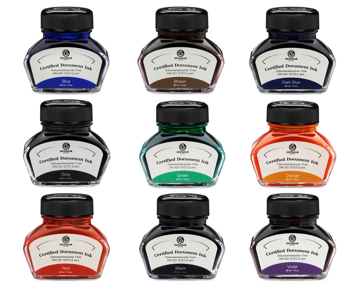 Octopus Fluids Fountain Pen Document Ink - 30 ml Bottle - All Inks -  Made in Germany
