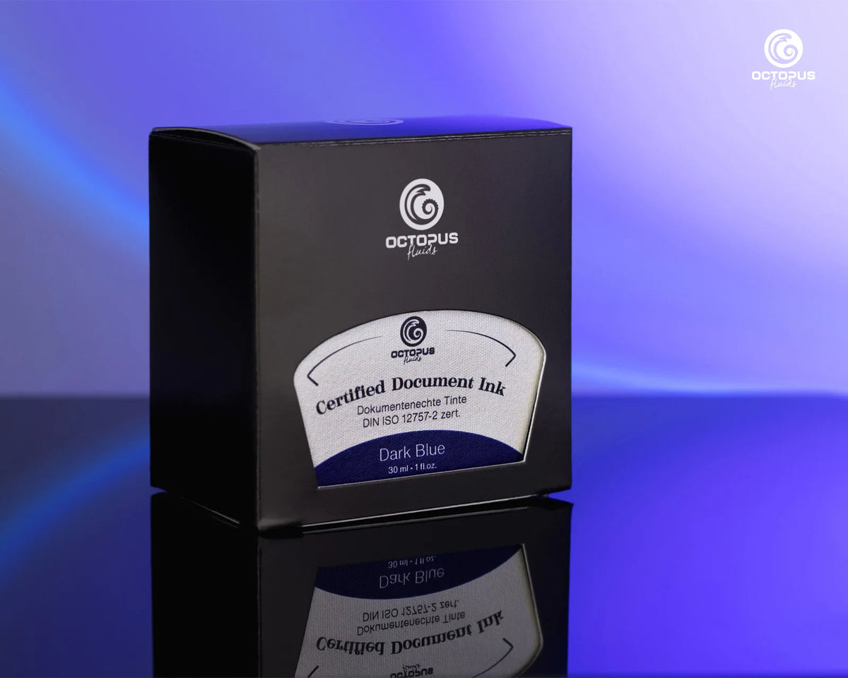 Octopus Fluids Fountain Pen Document Ink - 30 ml Bottle - Dark Blue -  Made in Germany box