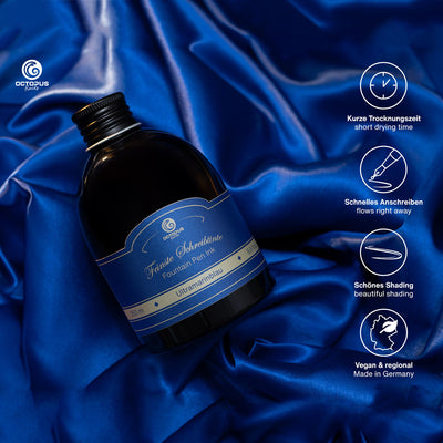 Octopus Fluids Fountain Pen Ink - 250 ml Bottle - Ultramarinblau Ultramarine Blue - Made in Germany detail