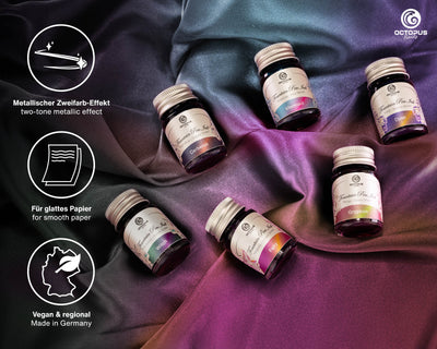 Octopus Fluids Sheening Fountain Pen Ink Sets - 6 x 10 ml Bottles - Set 2 detail