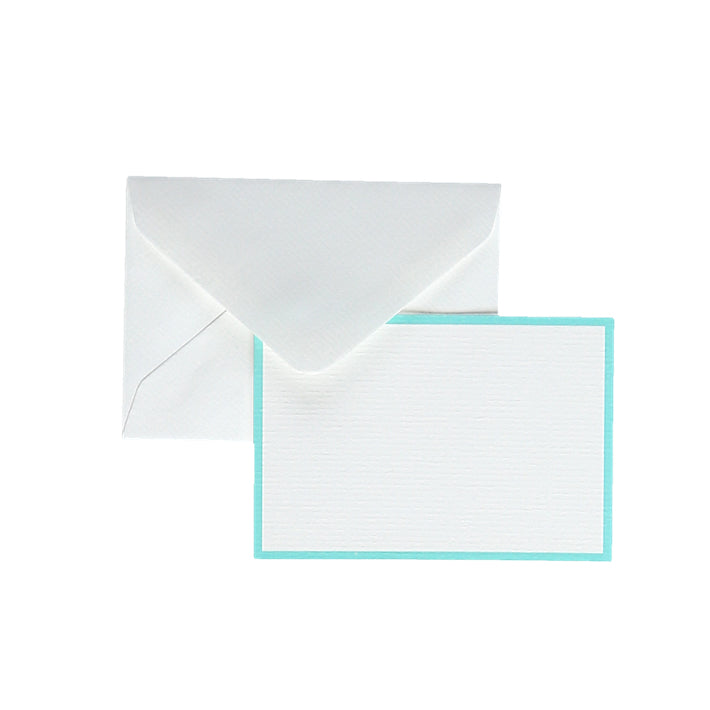 Original Crown Mill Bi-Color Small Note Card Letter Set - White Turquoise