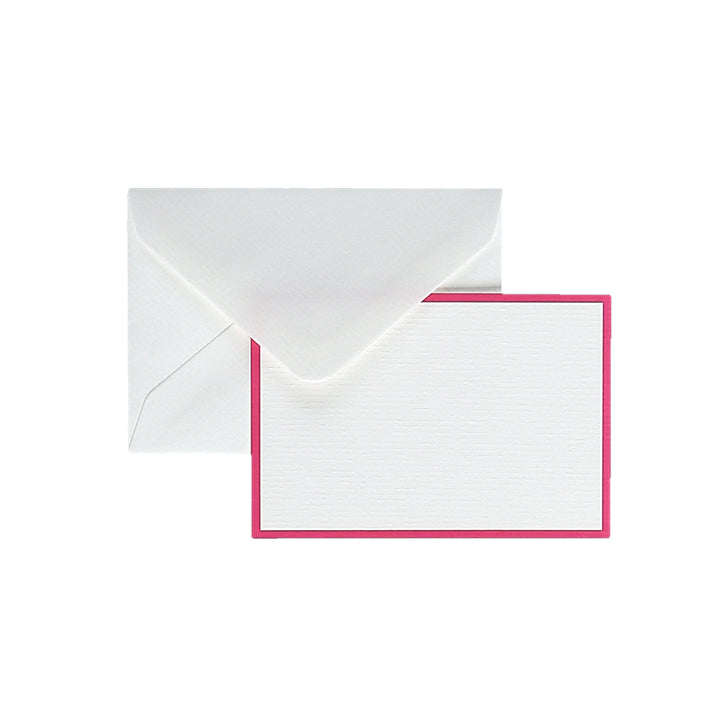 Original Crown Mill Bi-Color Small Note Card Letter Set - White Fuchsia Pink