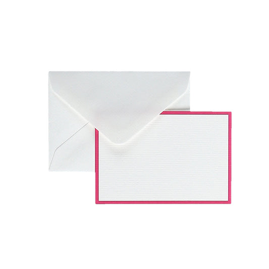 Original Crown Mill Bi-Color Small Note Card Letter Set - White Fuchsia Pink