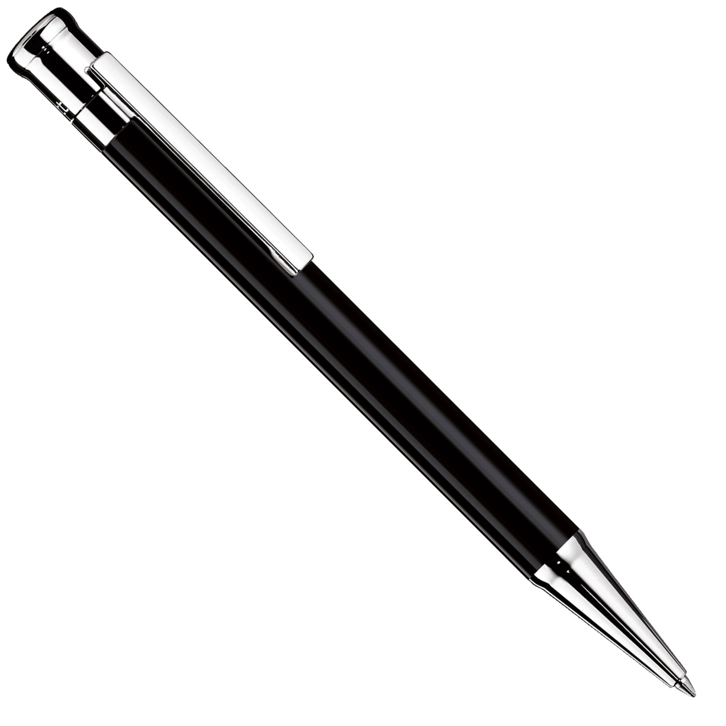 Otto Hutt Design 4 Ballpoint Pen - Black - Platinum Trim made in Germany