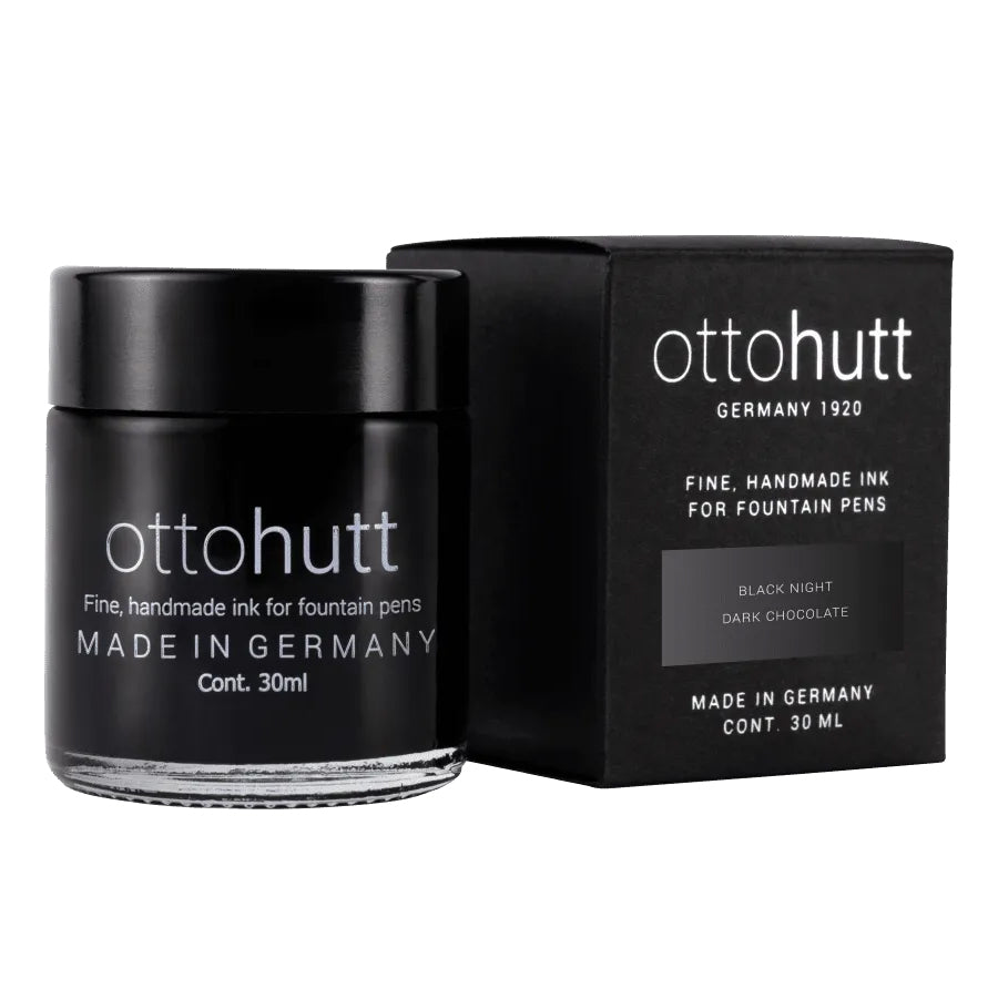 Otto Hutt Scented Fountain Pen Ink - 30ml Bottle - Black Night - Dark Chocolate Scent - Made in Germany