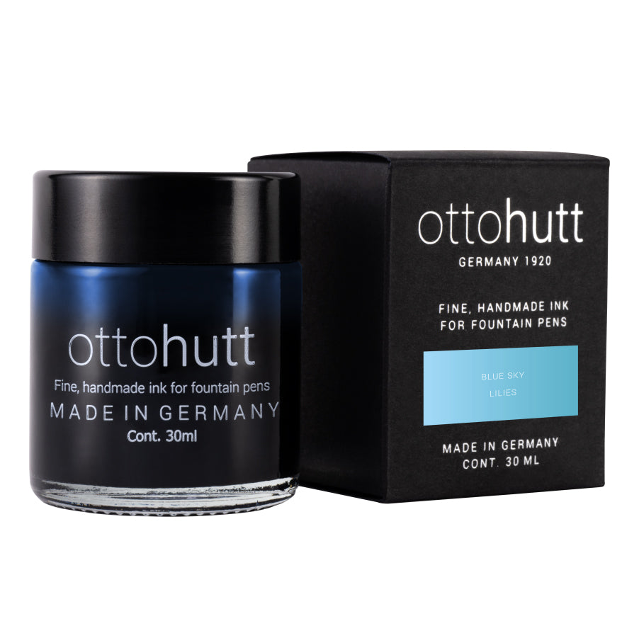 Otto Hutt Scented Fountain Pen Ink - 30ml Bottle - Blue Sky - Lilies Scent - Made in Germany