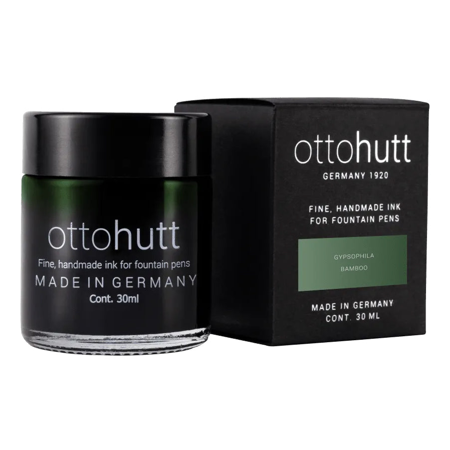 Otto Hutt Scented Fountain Pen Ink - 30ml Bottle - Gypsophilia Forest Green - Bamboo Scent - Made in Germany