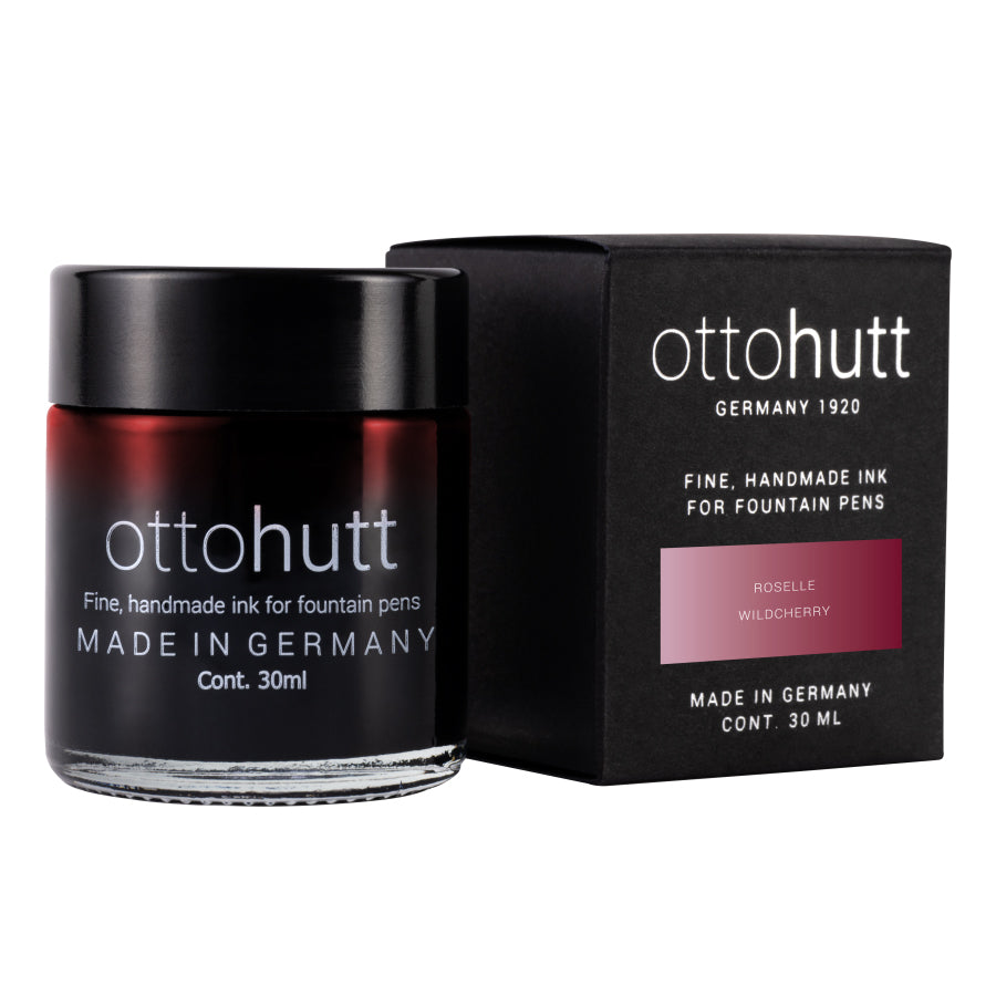 Otto Hutt Scented Fountain Pen Ink - 30ml Bottle - Roselle Dark Red - Wild Cherry Scent