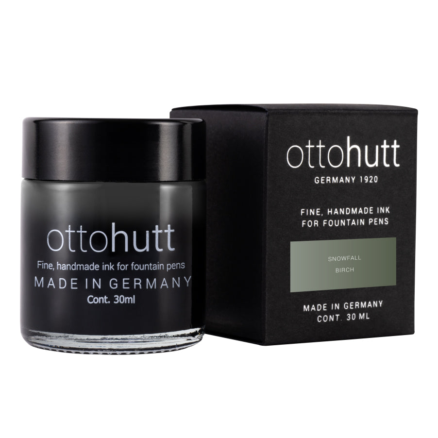 Otto Hutt Scented Fountain Pen Ink - 30ml Bottle - Snowfall Green Gray - Birch Scent - Made in Germany