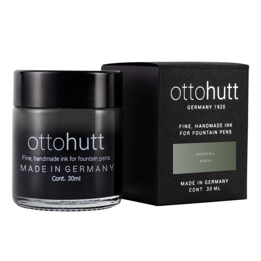 Otto Hutt Scented Fountain Pen Ink - 30ml Bottle - Snowfall Green Gray - Birch Scent - Made in Germany