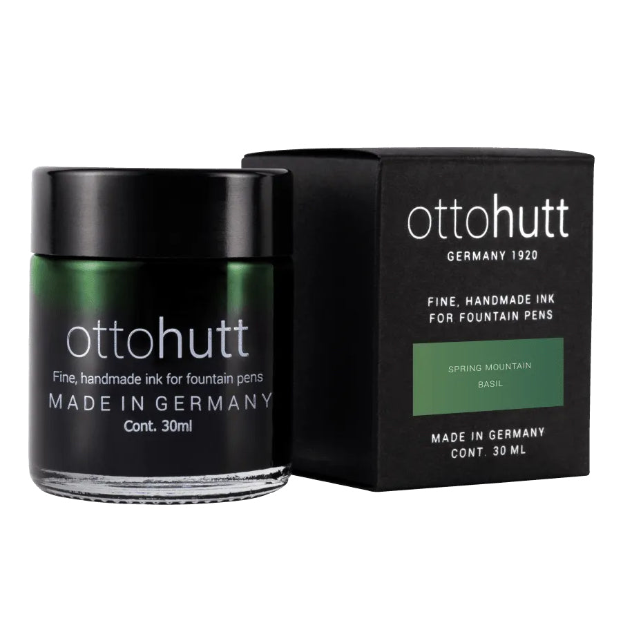Otto Hutt Scented Fountain Pen Ink - 30ml Bottle - Spring Mountain Grass Green - Basil Scent - Made in Germany