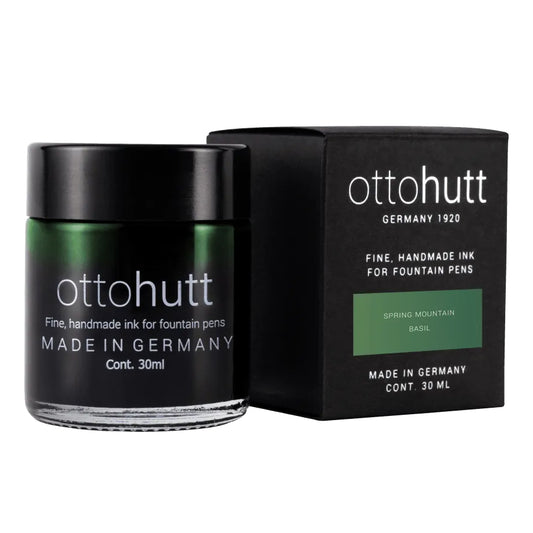 Otto Hutt Scented Fountain Pen Ink - 30ml Bottle - Spring Mountain Grass Green - Basil Scent - Made in Germany