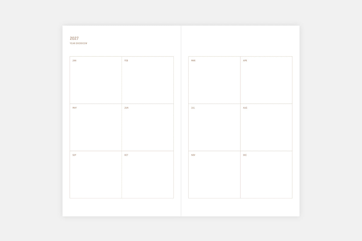 Copper 2027 Calendar Light Softcover - Fountain Pen Friendly Planner - Yearly Spread