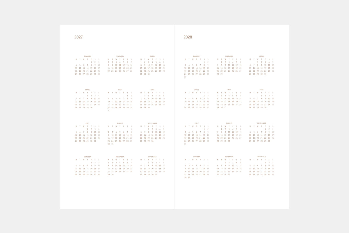 Copper 2027 Calendar Light Softcover - Fountain Pen Friendly Planner -  Yearly Spread 3