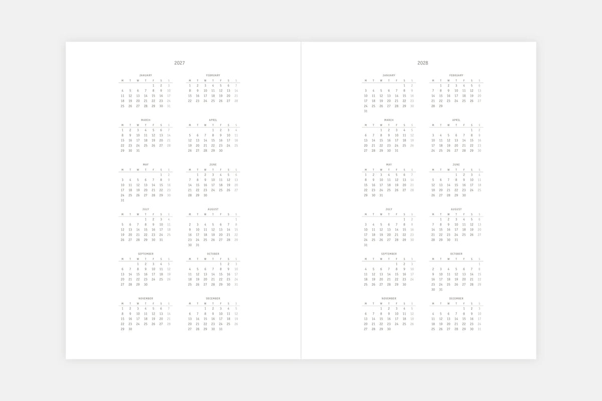 Klasyk 2027 Calendar - Fountain Pen Friendly Calendar - Yearly Spread