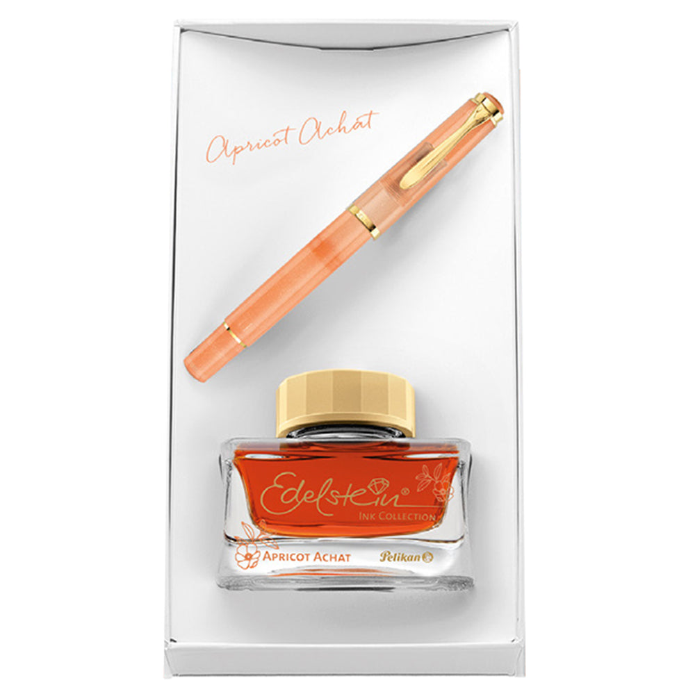 Pelikan Classic M200 Fountain Pen - Apricot Achat - Special Edition - Gift Set - Made In Germany white background