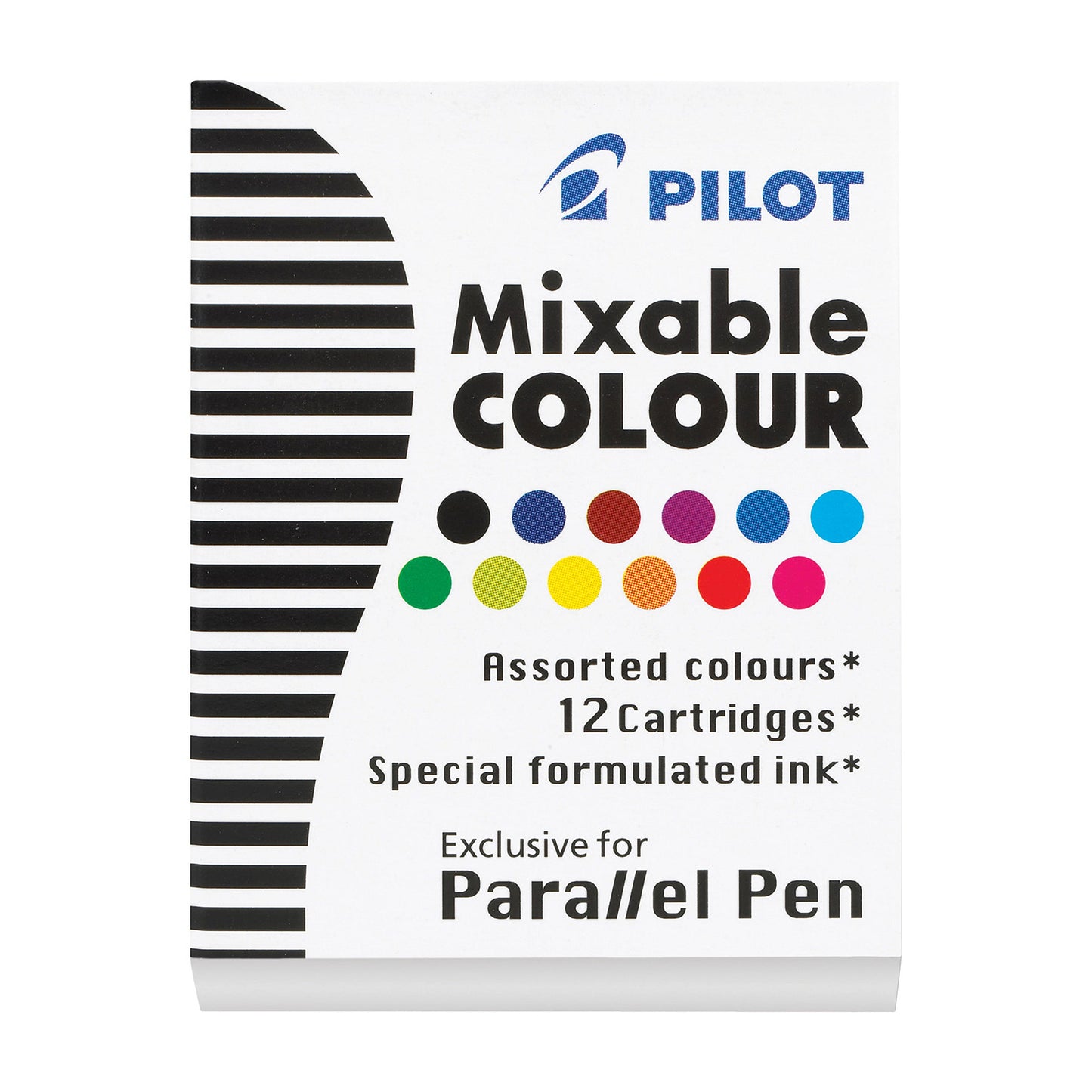 Pilot Parallel Mixable Colour Fountain Pen Ink - 12 Assorted Colors box