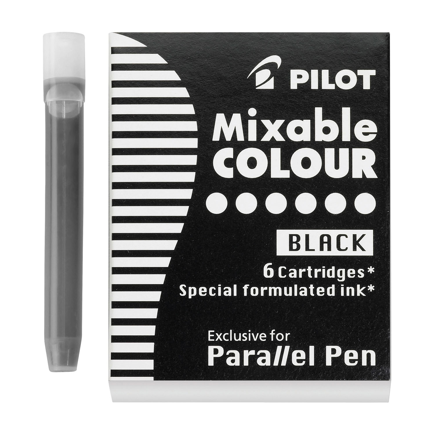 Pilot Parallel Mixable Colour Fountain Pen Ink - 6 Cartridges - Black ...