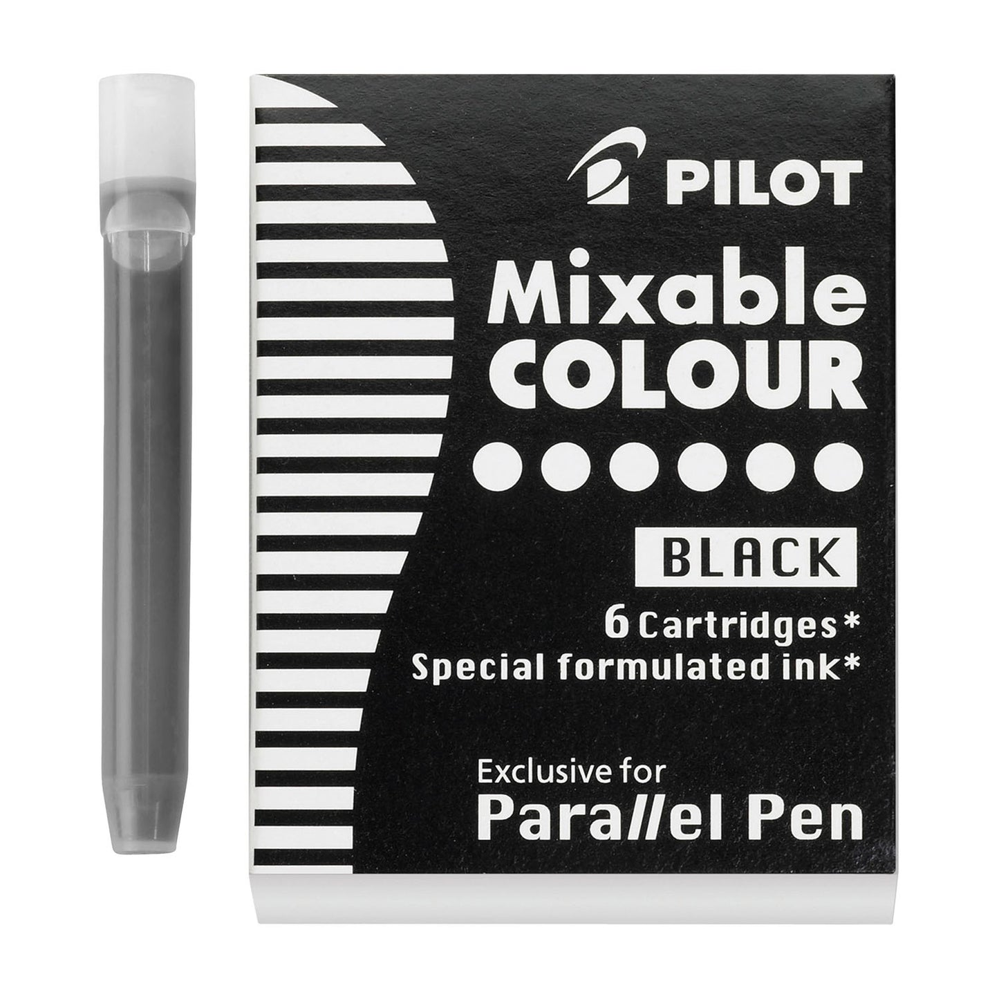 Pilot Parallel Mixable Colour Fountain Pen Ink - 6 Cartridges - Black