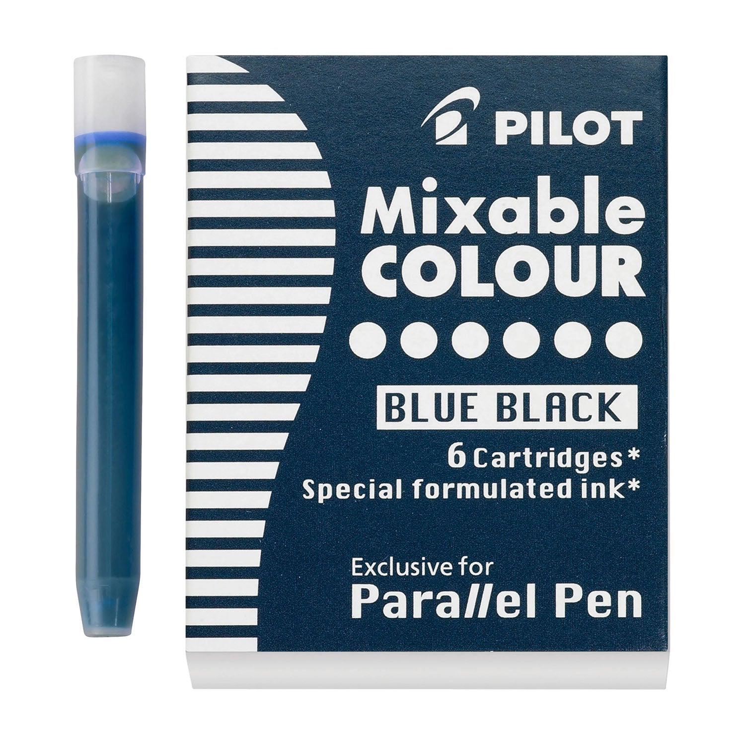 Pilot Parallel Mixable Colour Fountain Pen Ink - 6 Cartridges - Blue Black