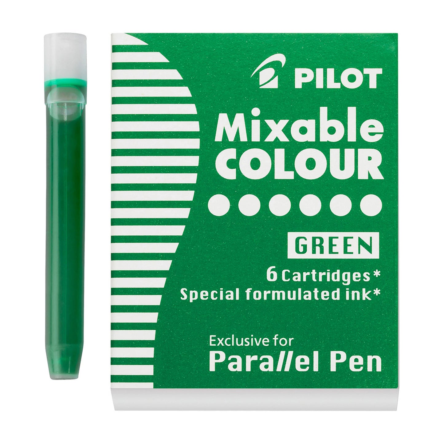 Pilot Parallel Mixable Colour Fountain Pen Ink - 6 Cartridges - Green