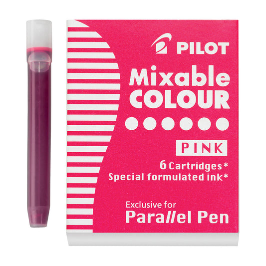 Pilot Parallel Mixable Colour Fountain Pen Ink - 6 Cartridges - Pink