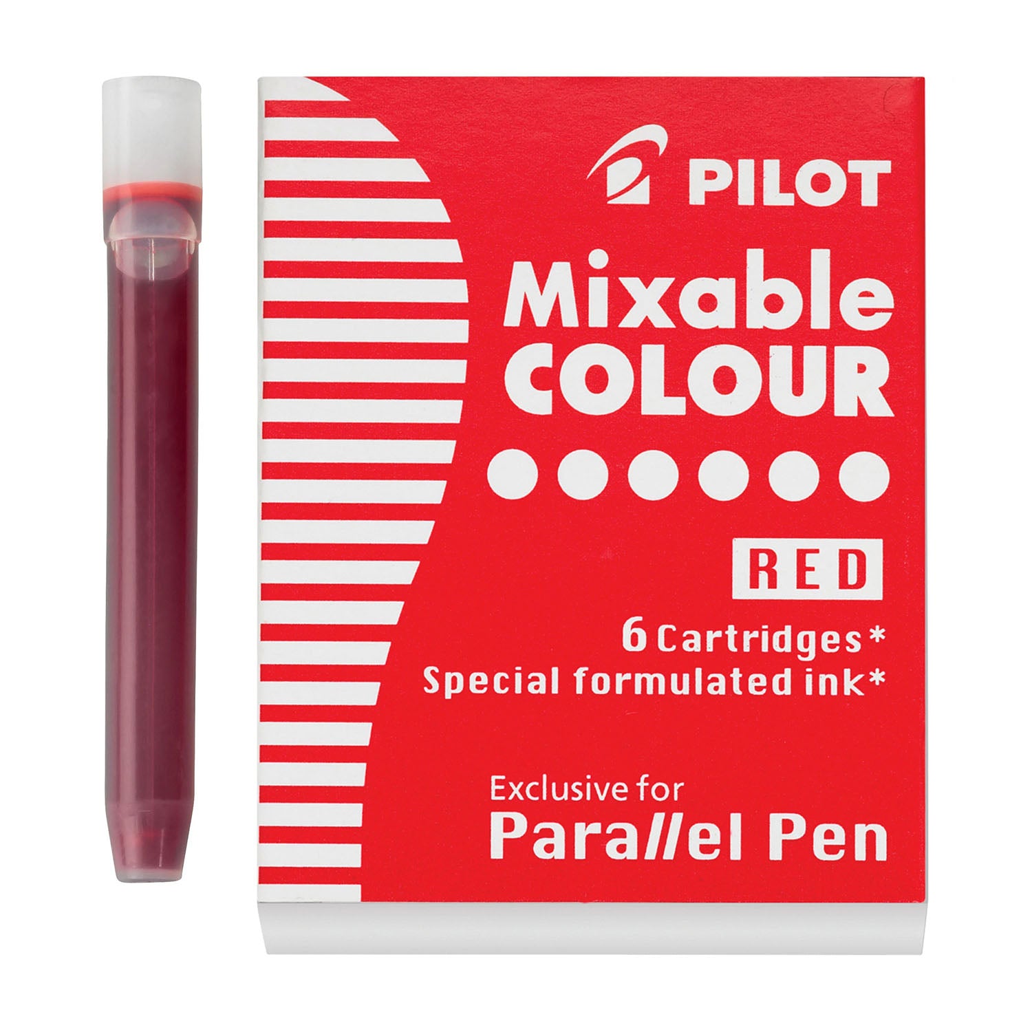 Pilot Parallel Mixable Colour Fountain Pen Ink - 6 Cartridges - Red