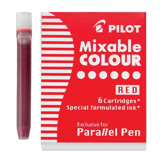 Pilot Parallel Mixable Colour Fountain Pen Ink - 6 Cartridges - Red