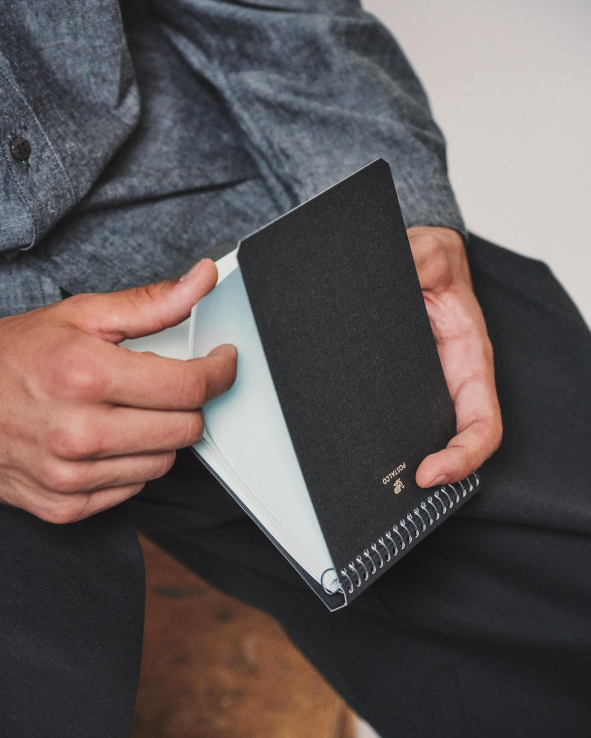 Postalco Notebook A6 - Faded Black - Fountain Pen Friendly - Made in Japan in hand 2
