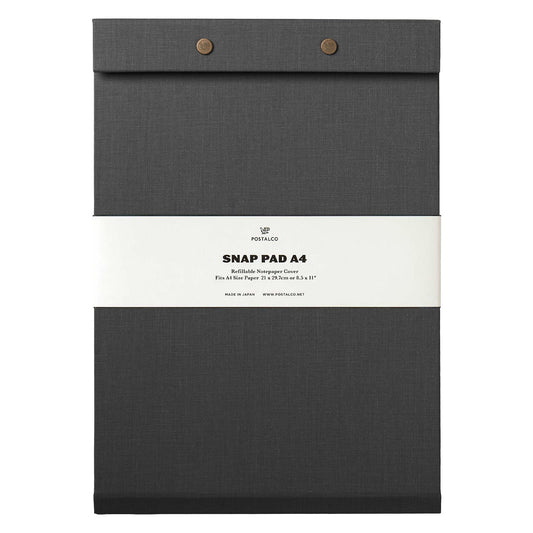 Postalco Snap Pad Notepad A4 - Faded Black - Fountain Pen Friendly - Made in Japan