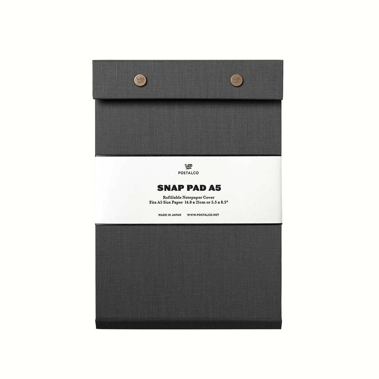 Postalco Snap Pad Notepad A5 - Faded Black - Fountain Pen Friendly - Made in Japan