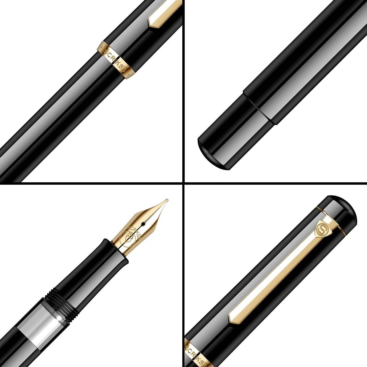 Scrikss 419 Fountain Pen - Black - Piston Filler - Made In Turkey details