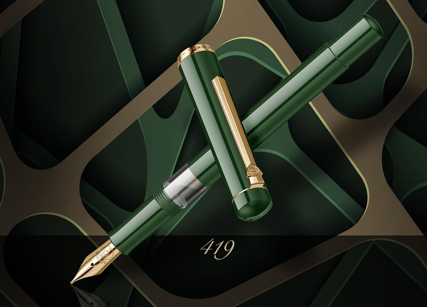 Scrikss 419 Fountain Pen - Dark Green Petrol - Piston Filler - Made In Turkey lifestyle 2