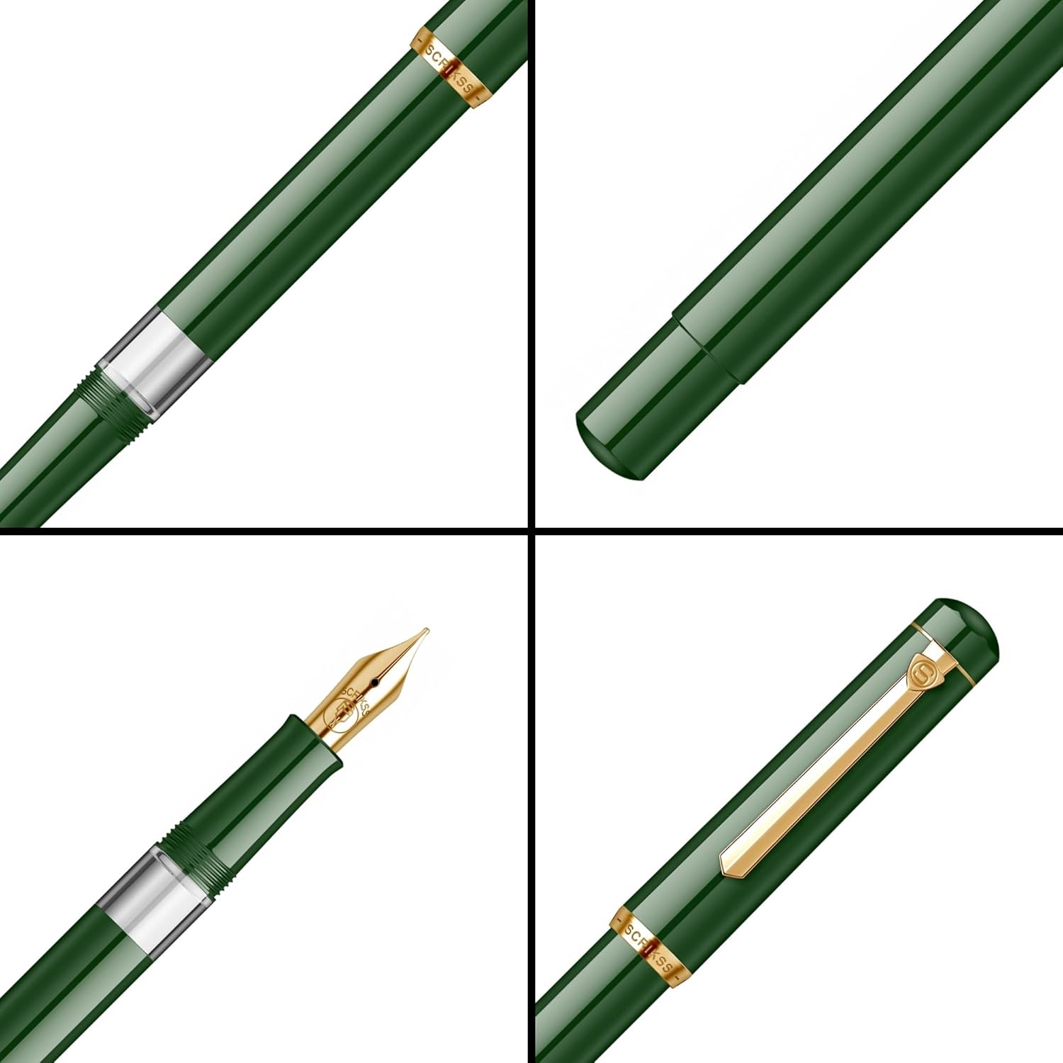 Scrikss 419 Fountain Pen - Dark Green Petrol - Piston Filler - Made In Turkey details