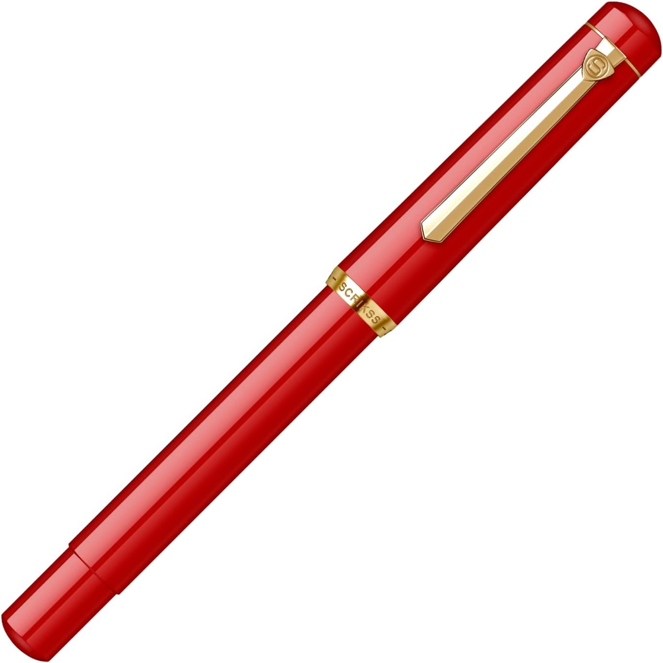 Scrikss 419 Fountain Pen - Ferrari Red - Piston Filler - Made In Turkey capped
