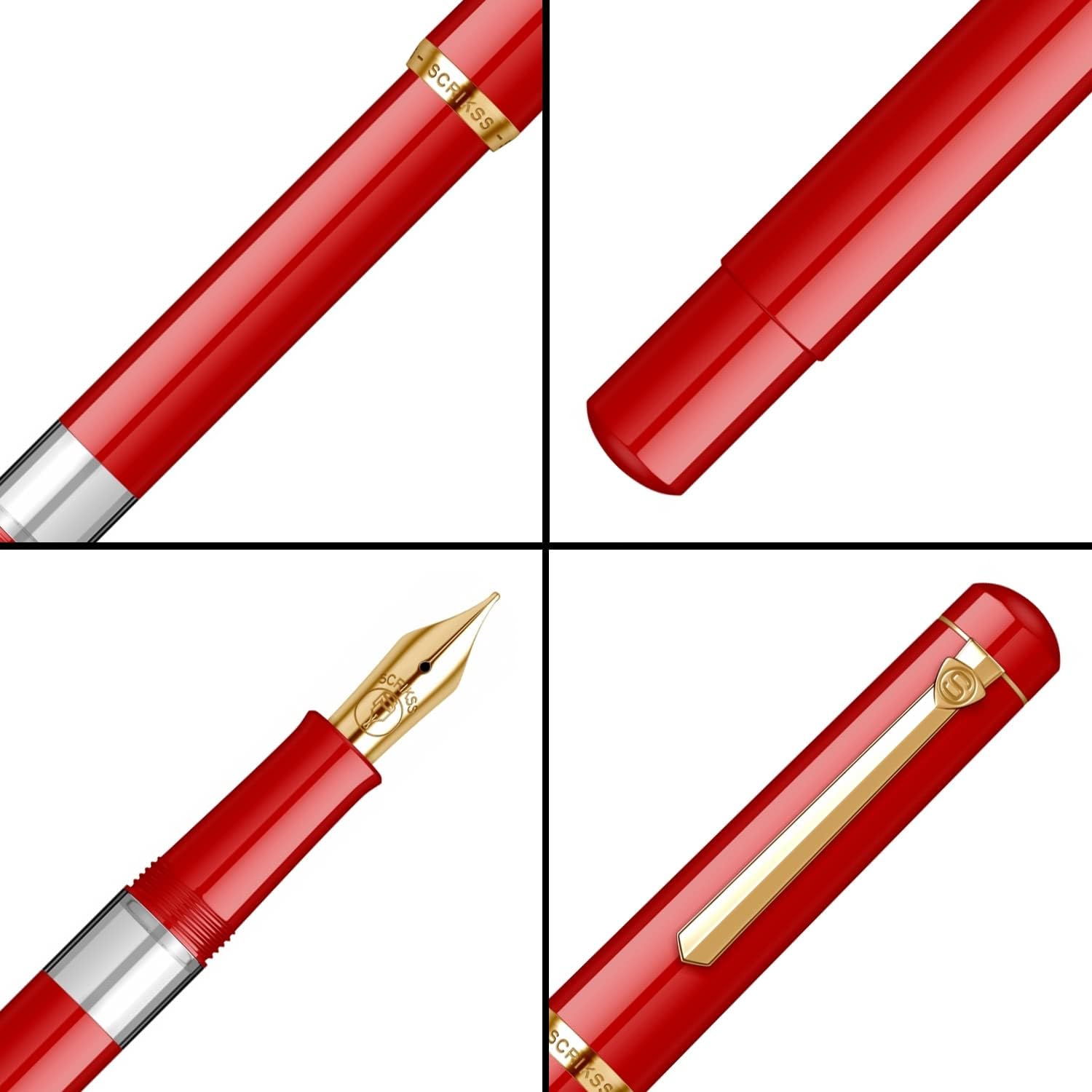Scrikss 419 Fountain Pen - Ferrari Red - Piston Filler - Made In Turkey details