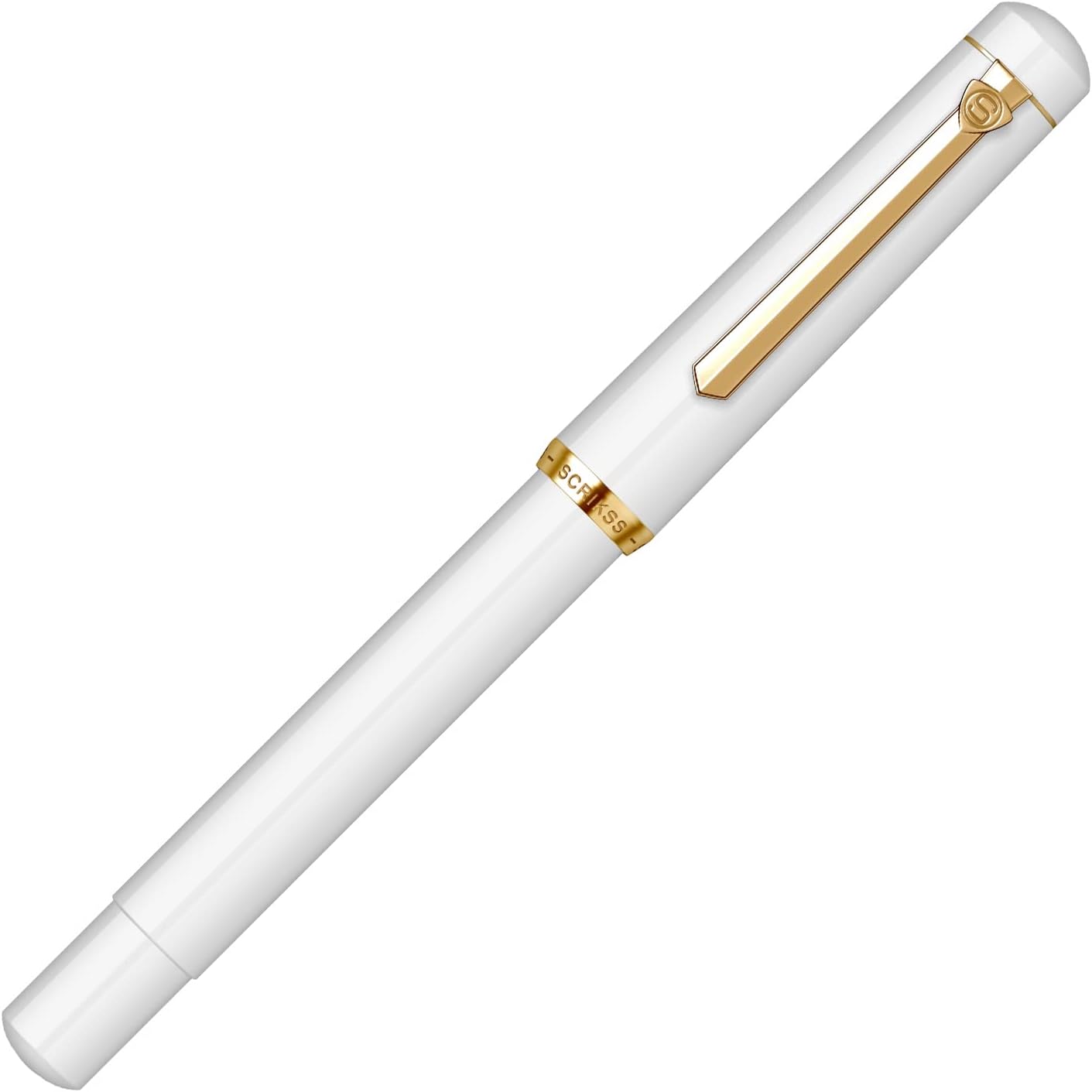 Scrikss 419 Fountain Pen - White - Piston Filler - Made In Turkey capped
