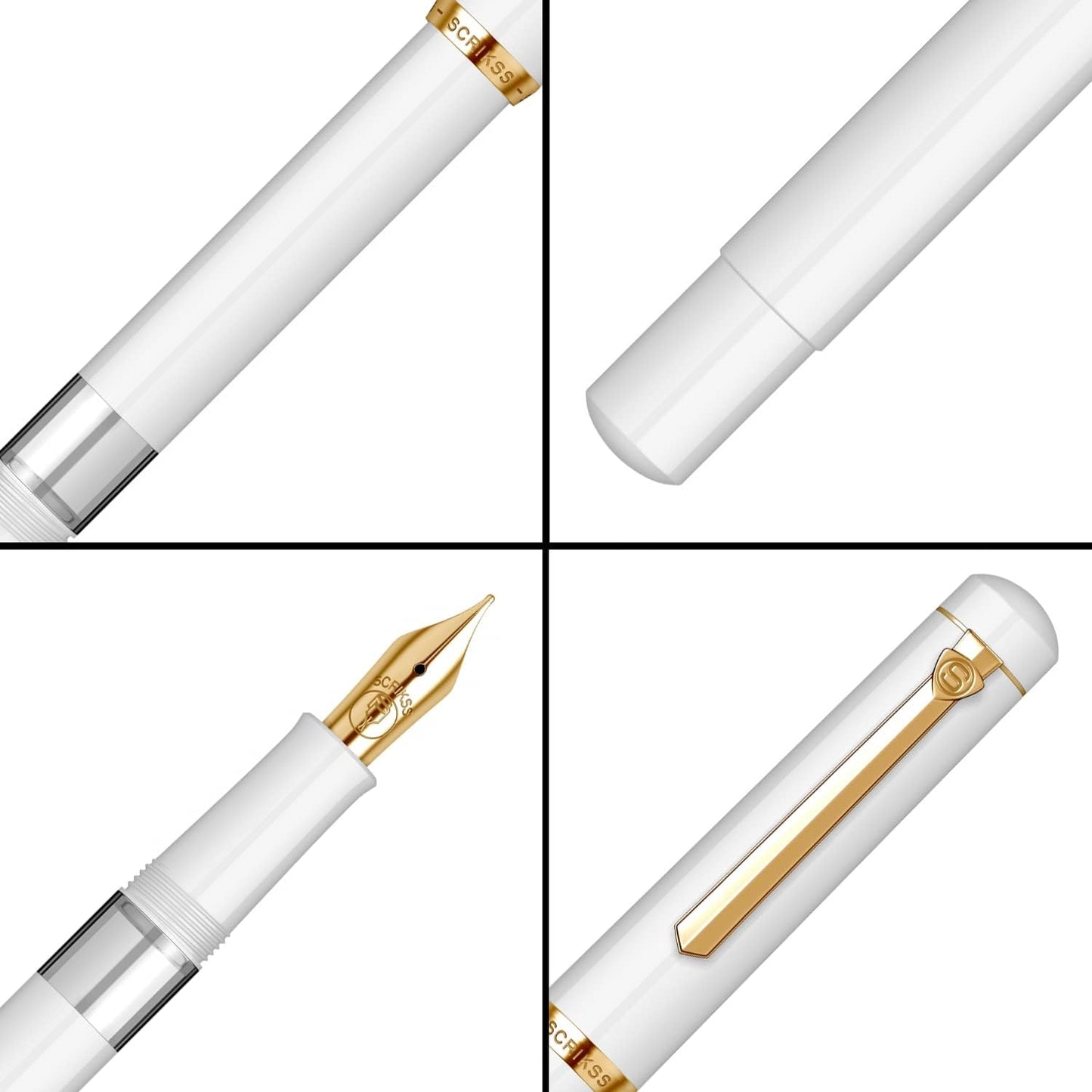 Scrikss 419 Fountain Pen - White - Piston Filler - Made In Turkey details