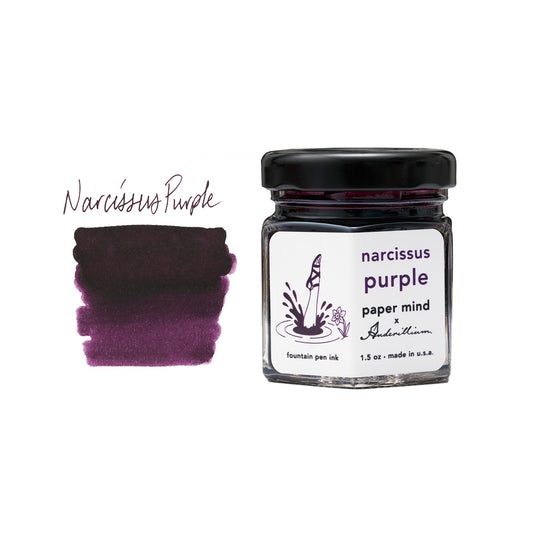 The Paper Mind x Anderillium Fountain Pen Ink 1.5 oz Bottle - Narcissus Purple - Made in the USA
