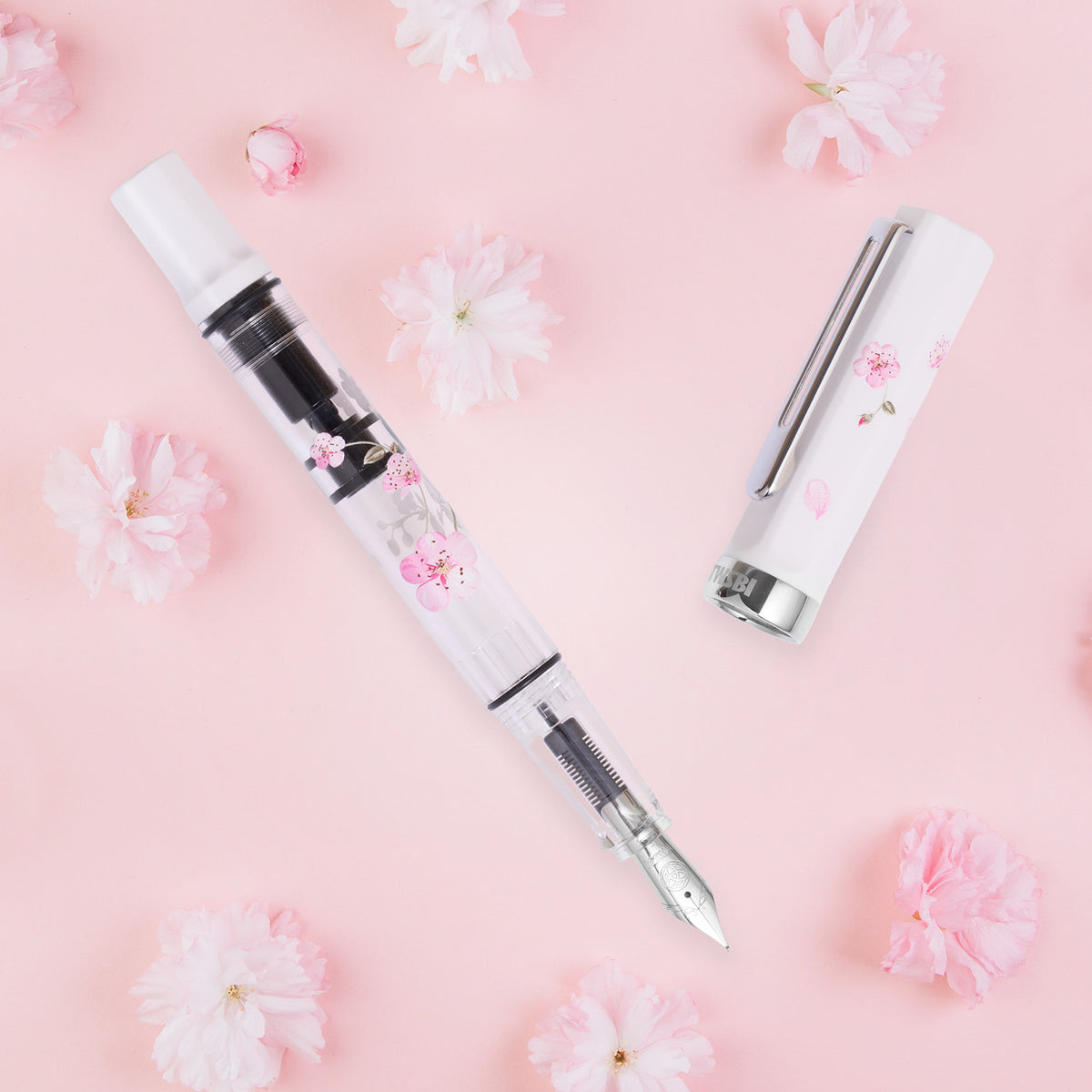 TWSBI Eco Fountain Pen - TWSBI Eco Fountain Pen - Cherry Blossom - Piston Filler - Demonstrator - Made in Taiwan background