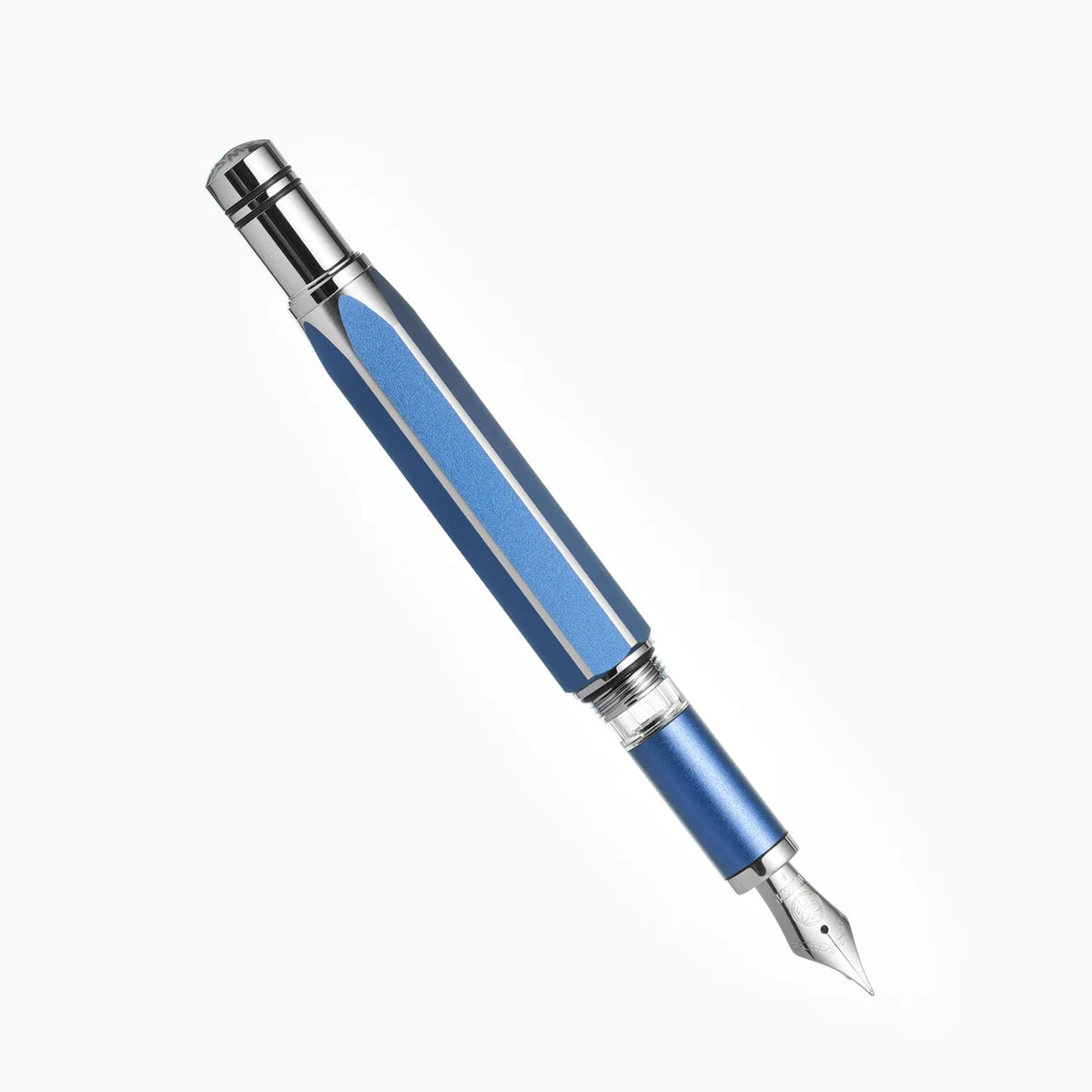 TWSBI Precision Fountain Pen - Gemini Blue Limited Edition - Aluminum - Made in Taiwan uncapped
