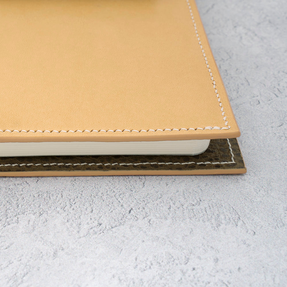 The Paper Mind Notebook Cover - A5 - Hand-Stitched Buttero Leather - Natural Edge Detail
