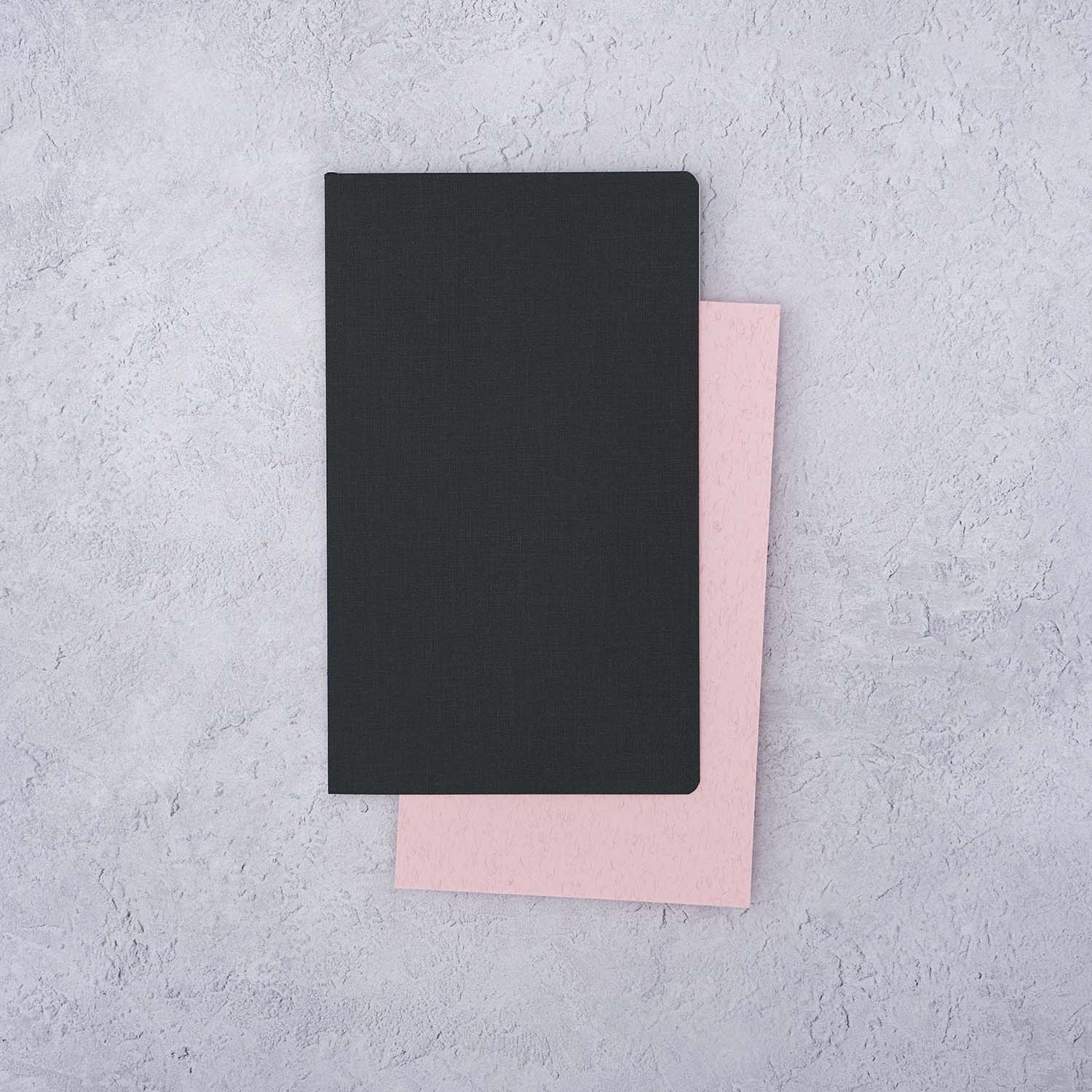 The Paper Mind Meringue Paper Notebook B6 Slim,  Notebook for Fountain Pens, dot grid, black cover blotter