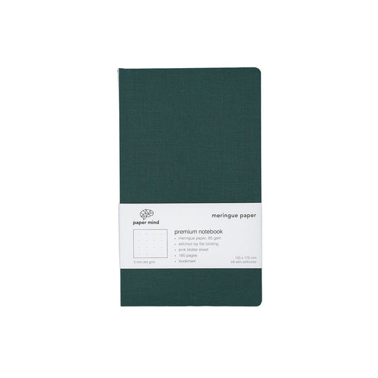 The Paper Mind Meringue Paper Notebook B6 Slim,  Notebook for Fountain Pens, dot grid, green cover white background