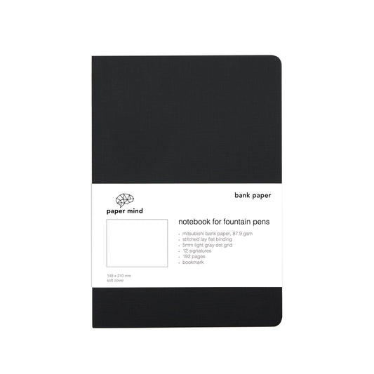 The Paper Mind Mitsubishi Bank Paper Notebook A5 Black Got Grid Fountain Pen Friendly