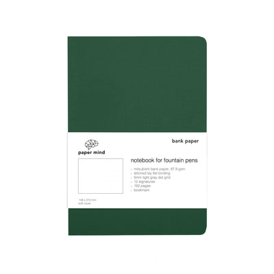 The Paper Mind Mitsubishi Bank Paper Notebook A5 Green Dot Grid Fountain Pen Friendly