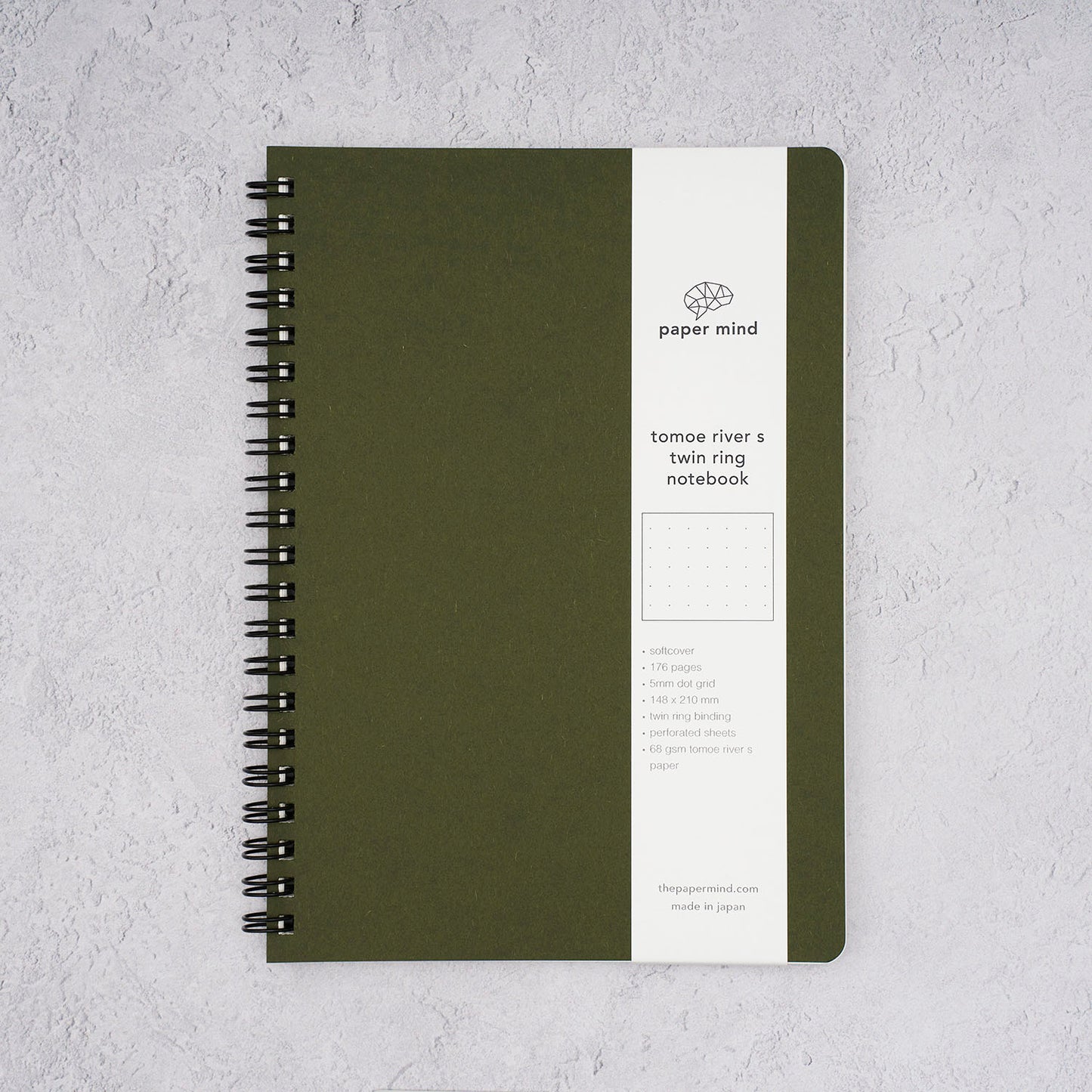 The Paper Mind Tomoe River Twin Ring Spiral Fountain Pen Friendly Notebook - A5 - Dot Grid - Made in Japan Green