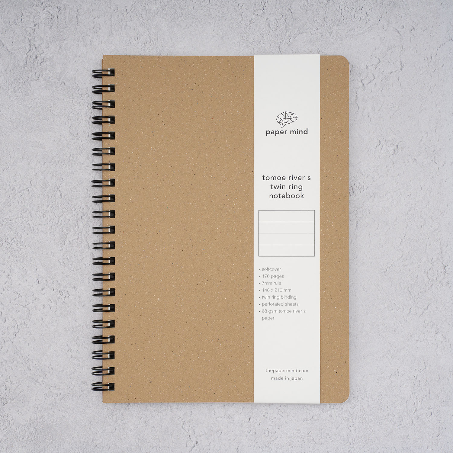 The Paper Mind Tomoe River Twin Ring Spiral Fountain Pen Friendly Notebook - A5 - Made in Japan Kraft Ruled