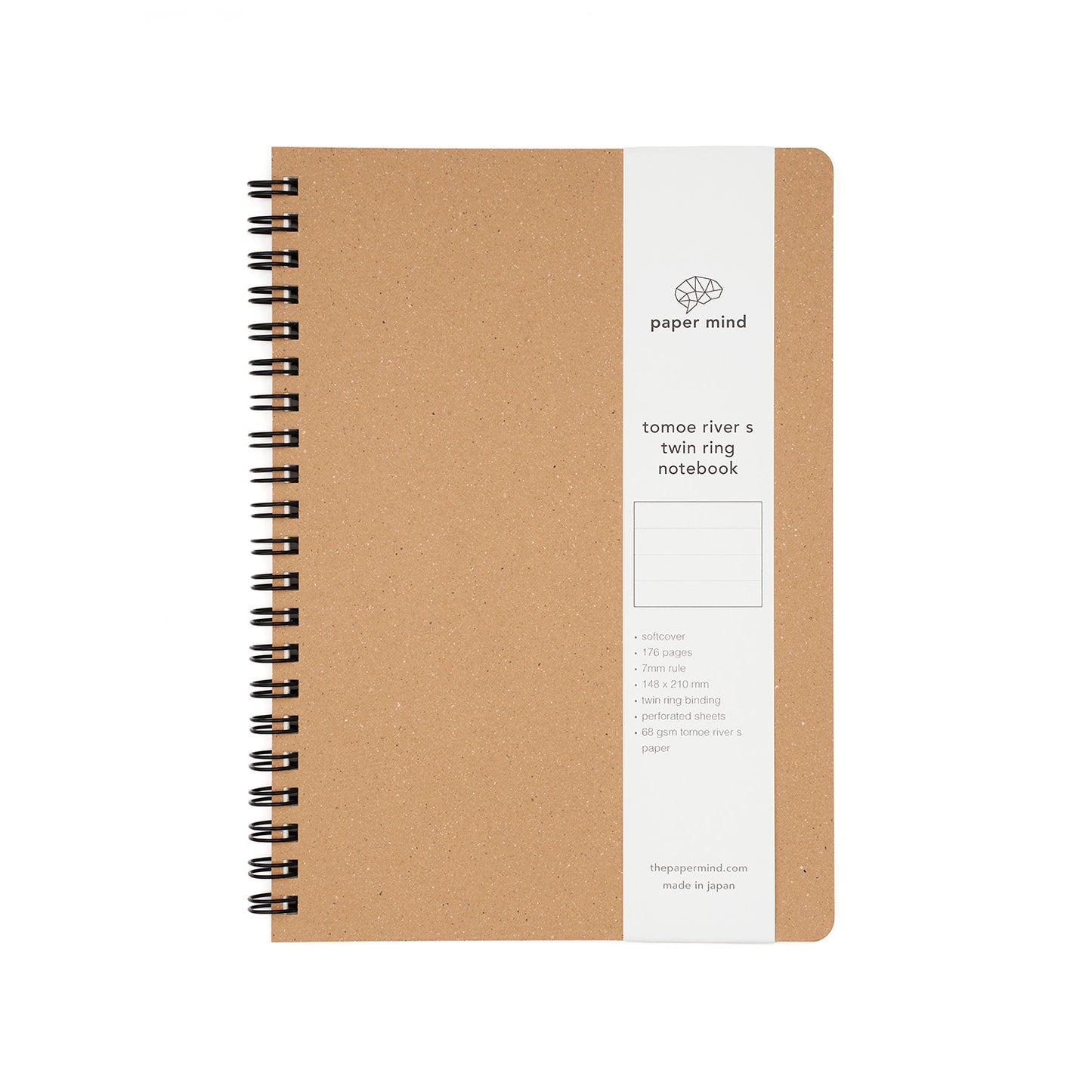 The Paper Mind Tomoe River Twin Ring Spiral Fountain Pen Friendly Notebook - A5 - Made in Japan Kraft Ruled