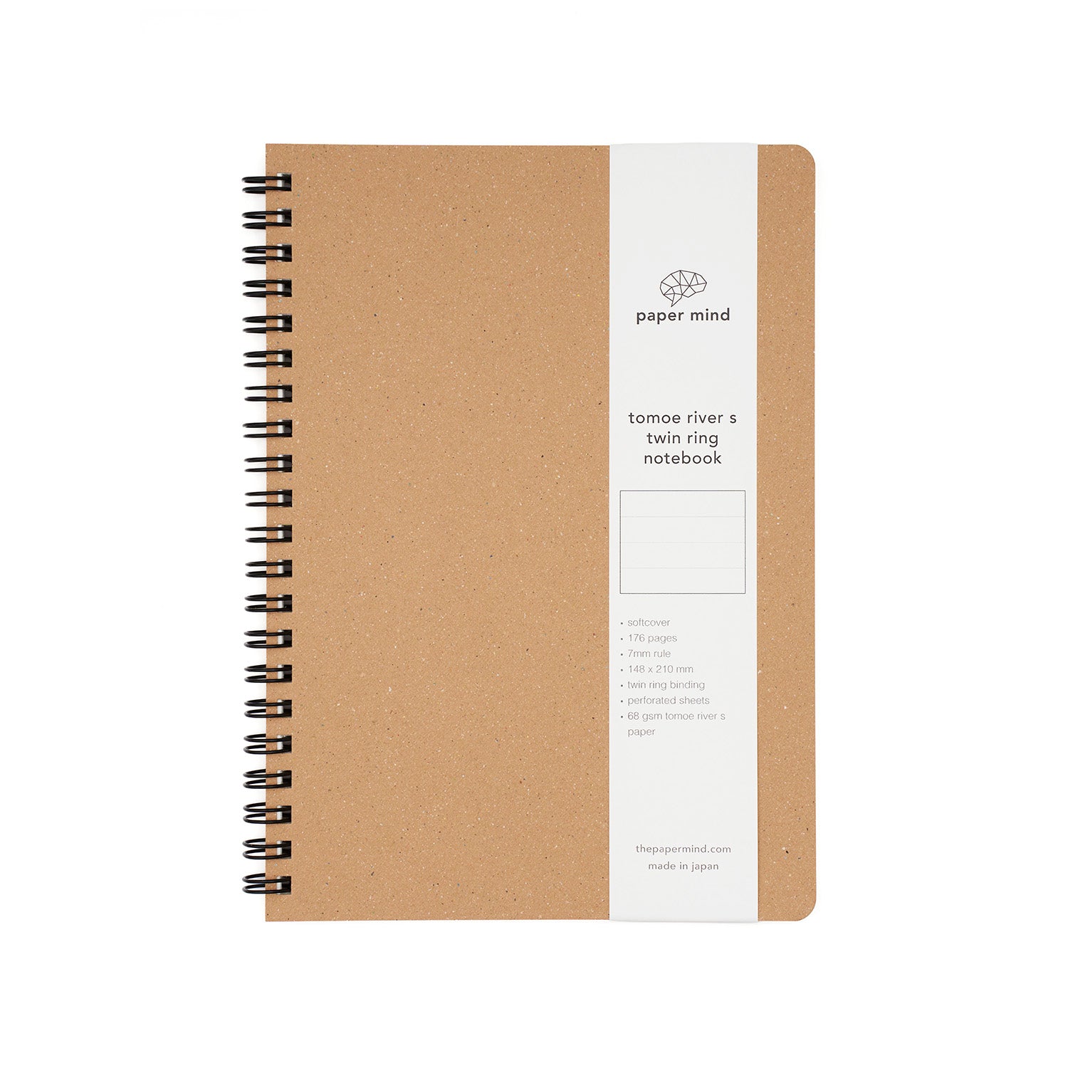 The Paper Mind Tomoe River Twin Ring Spiral Fountain Pen Friendly Notebook - A5 - Made in Japan Kraft Ruled